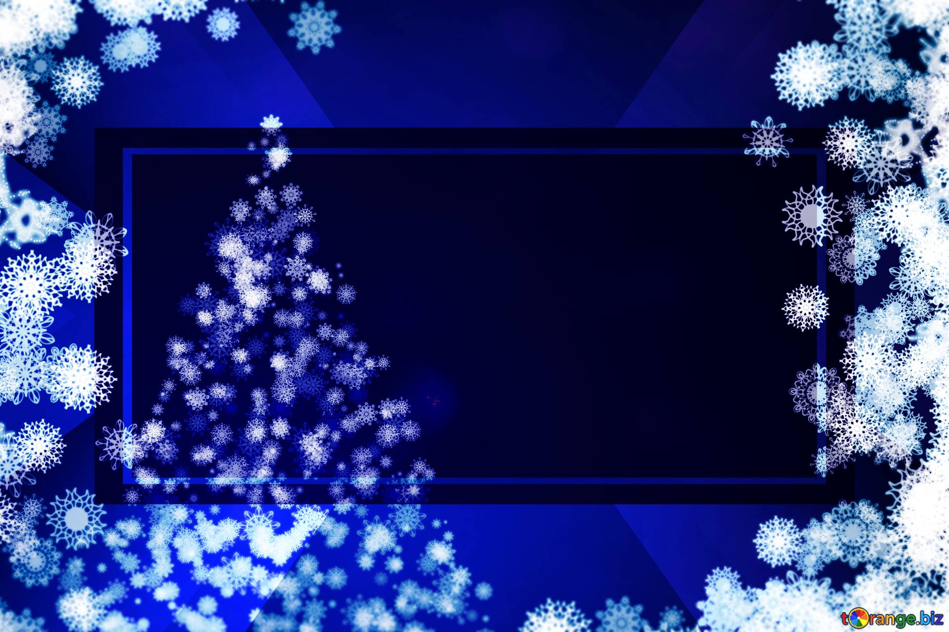 Winter Holiday Background - Snowflake Frame & Abstract Christmas Tree Design