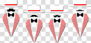 Vintage Gentleman Clipart - Red Striped Suits & Mustaches