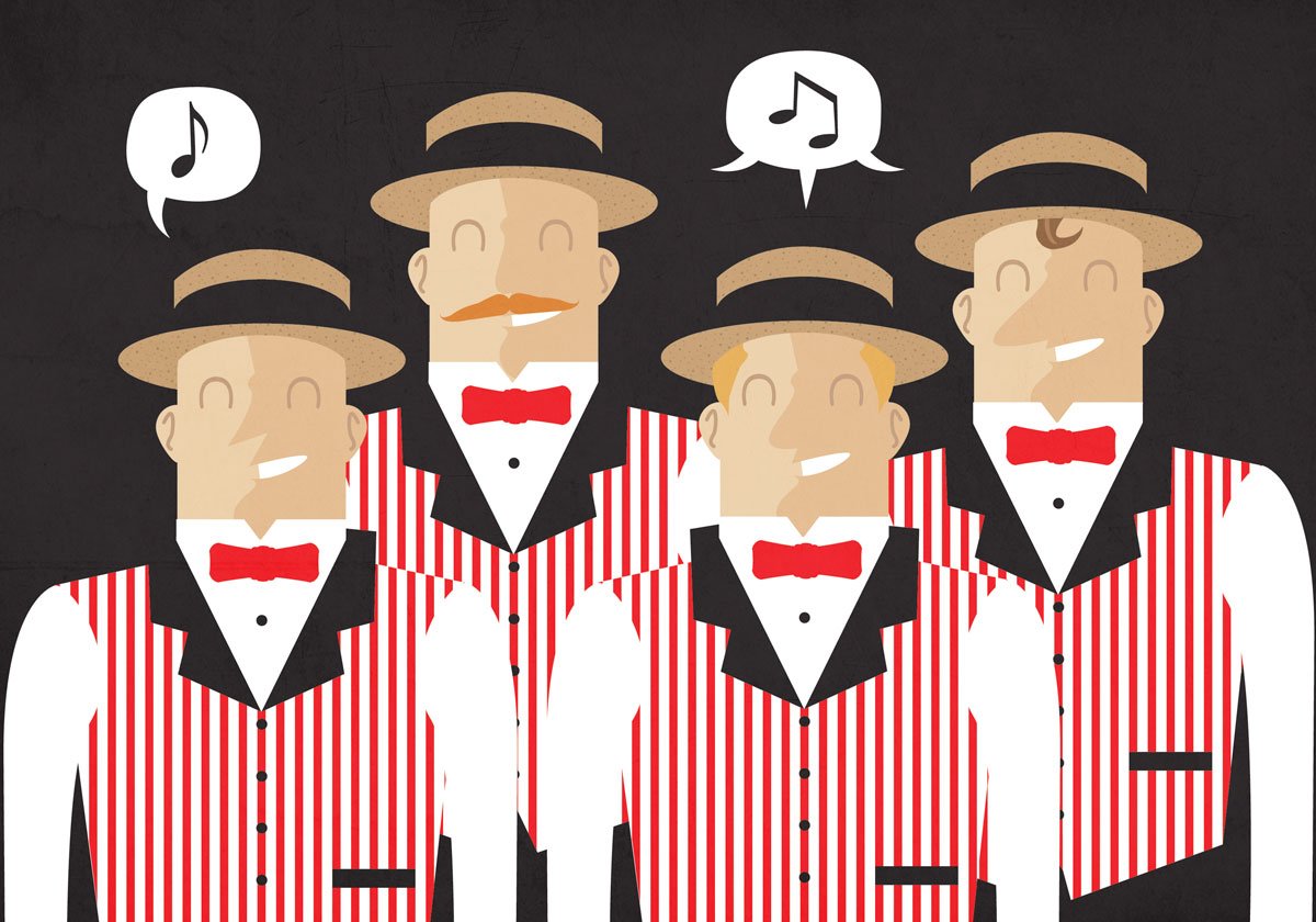 Barbershop Quartet Illustration - Classic Vocal Harmony Art