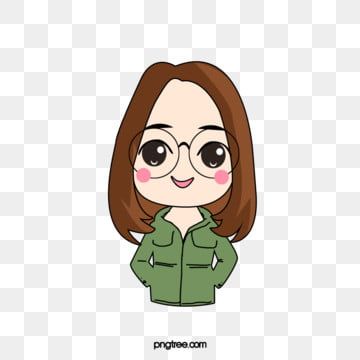 Cute Cartoon Girl with Glasses - Free PNG Download
