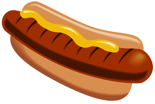 Grilled hot dog in a soft bun topped with a squiggle of yellow mustard.