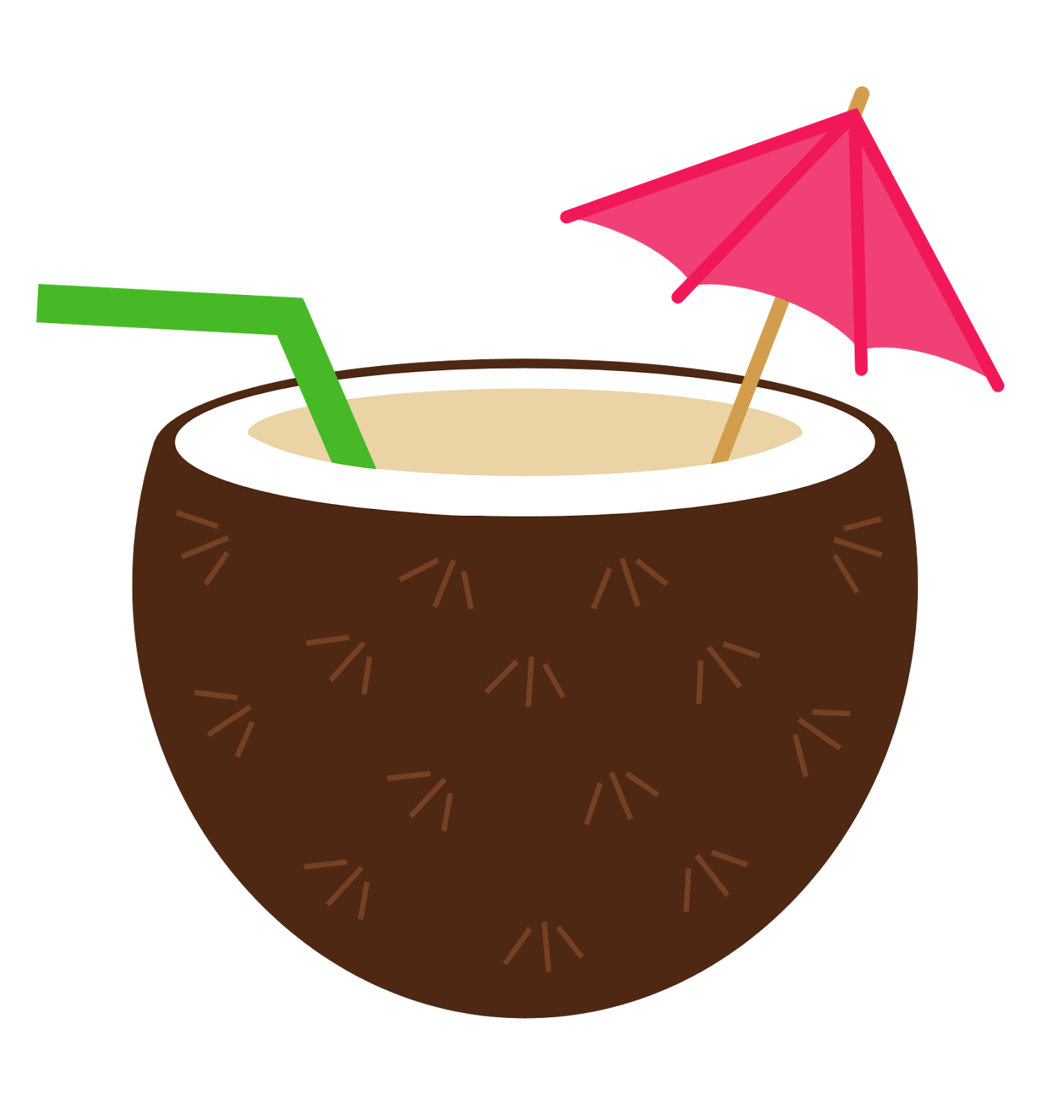 Tropical Coconut Drink with Umbrella - Refreshing Summer Beverage Illustration
