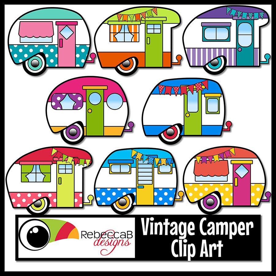 Vintage Camper Clip Art - Retro RV Illustrations for Crafts & Design
