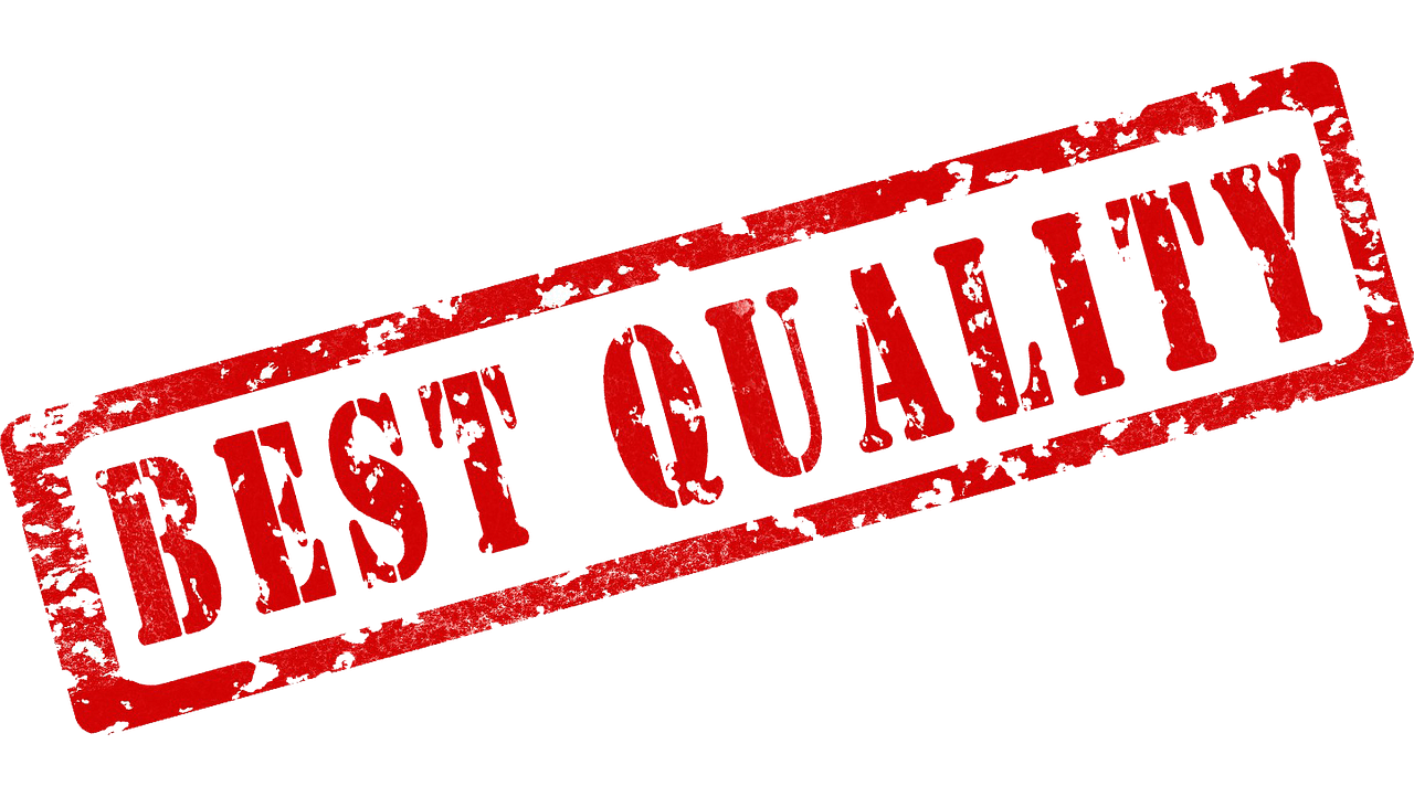 Red "BEST QUALITY" stamp with distressed texture on teal background.
