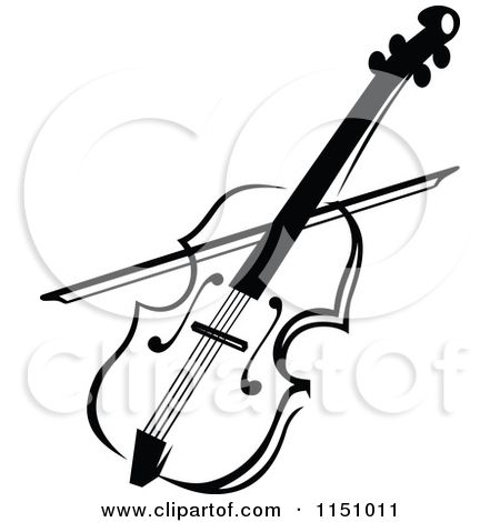 Black-and-white stylized illustration of a violin with bow crossed over it, emphasizing musical elegance and classical artistry.