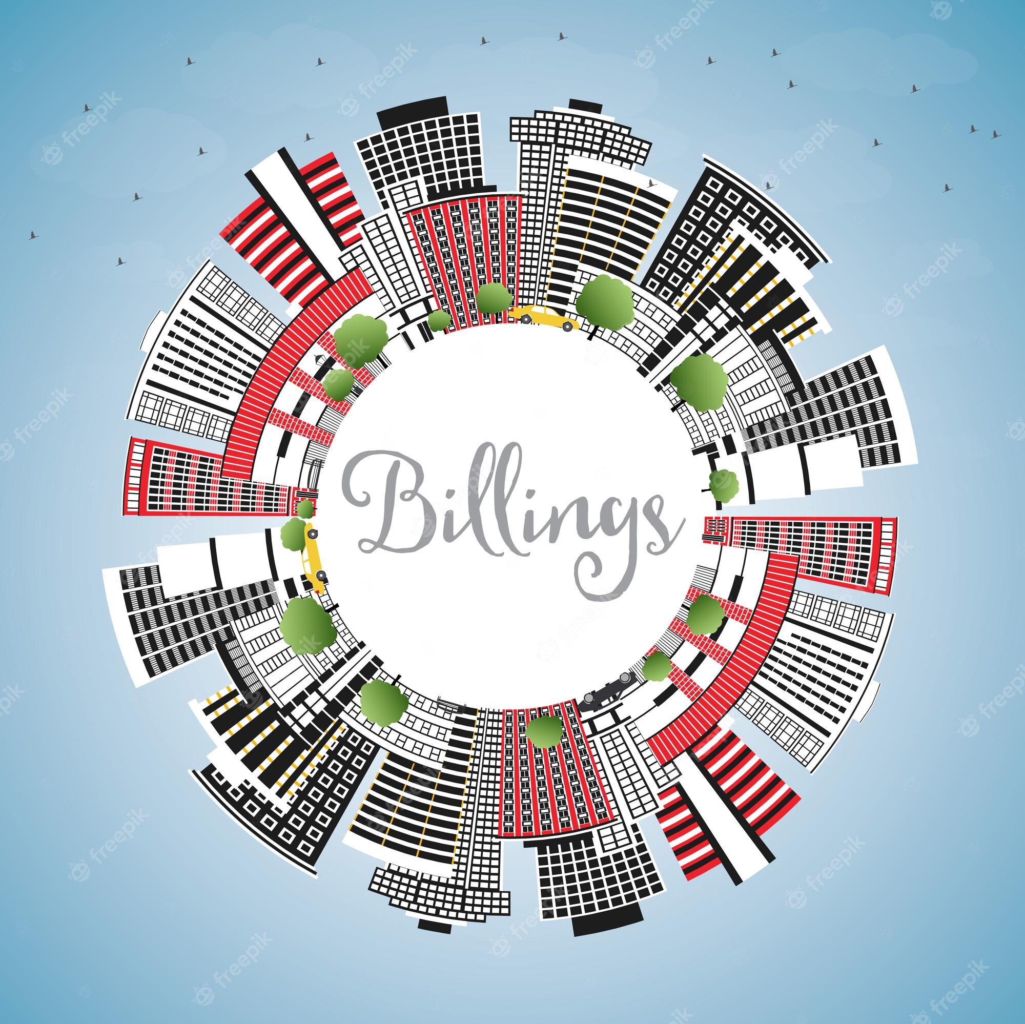 Billings, Montana City Skyline Illustration | Urban Design Art