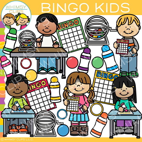 Bingo Kids Clip Art - Fun Educational Game Illustrations for Teachers