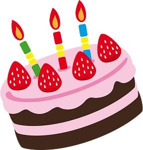Festive Birthday Cake with Strawberries and Candles - Free Clipart