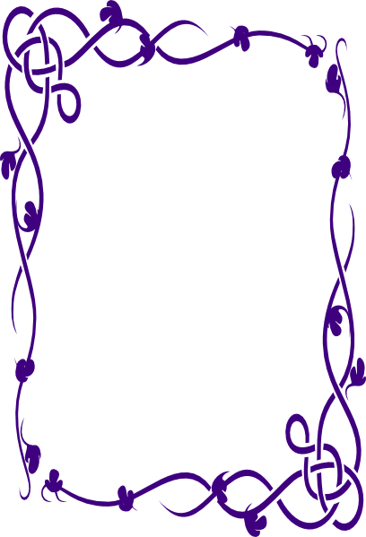 Purple ornate vine-style border frame with Celtic knot details on white background.