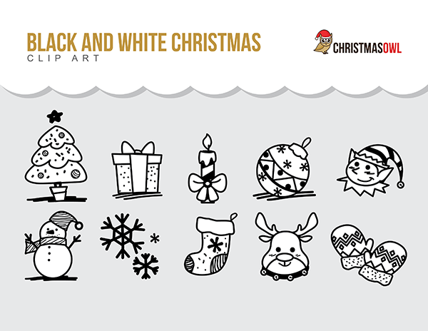 download free christmas clipart black and white