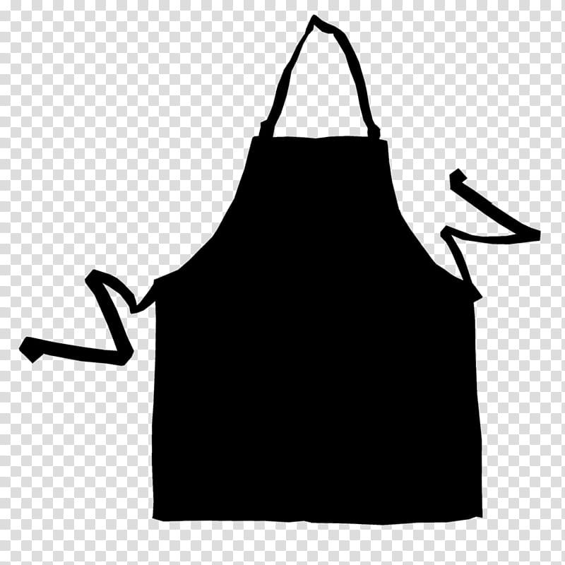 Black silhouette of a classic bib apron with neck loop and side ties on transparent background.