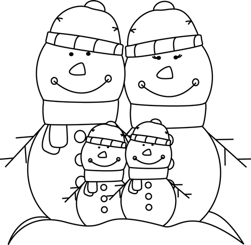 Snowman Family Coloring Page - Free Printable Winter Activity