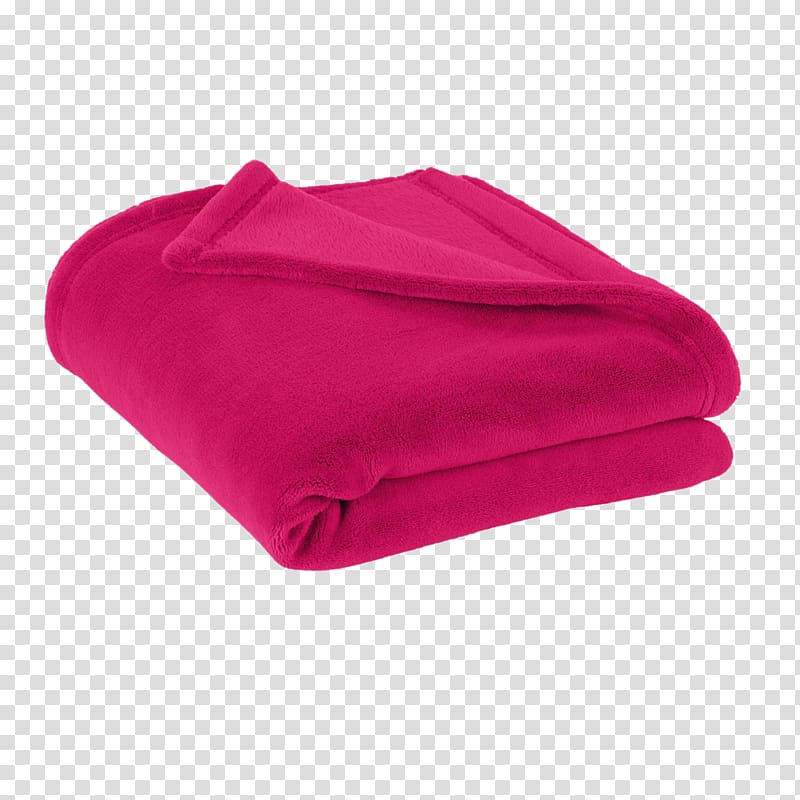 Vibrant fuchsia fleece blanket folded neatly, showcasing soft texture and plush finish against transparent background.