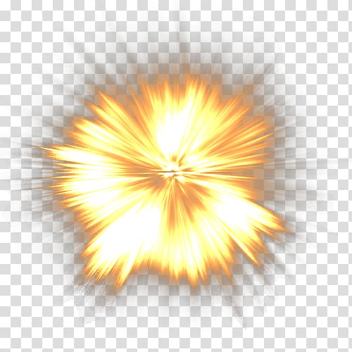 Bright explosive burst of golden-yellow light radiating outward on transparent background.