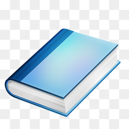 Blue hardcover book with gradient cover on transparent background