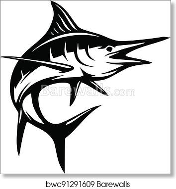 Marlin Fish Illustration - Bold Tribal-Style Marine Art for Design & Print
