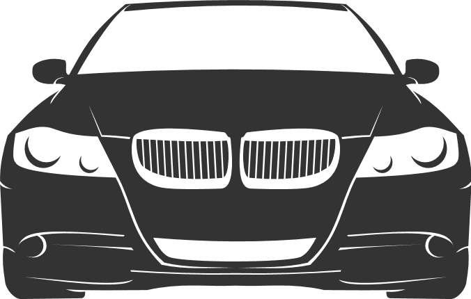 Luxury Sedan Silhouette - Iconic Twin-Kidney Grille Design