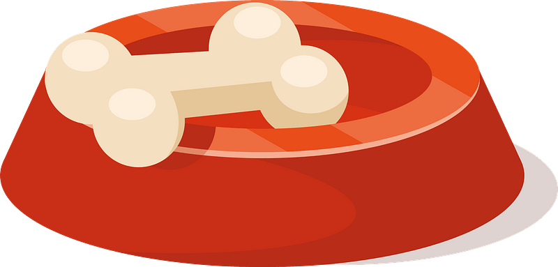 Dog Food Bowl with Bone Treat - Pet Feeding Illustration