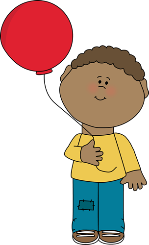 Happy Child Holding Red Balloon - Free Clipart Image