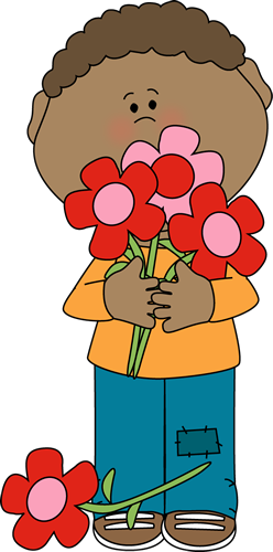 Boy Holding Flowers Clip Art - Free Download for Grief, Sympathy, or Remembrance Pages