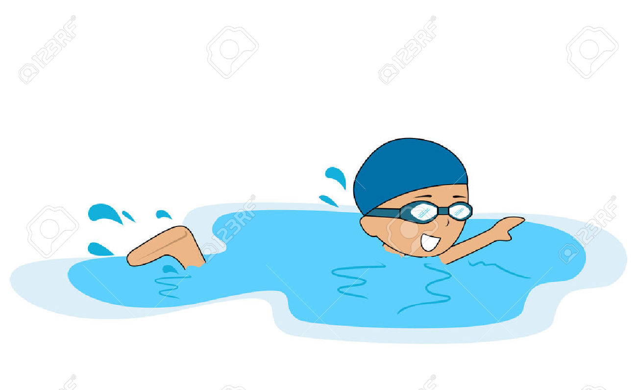 animated clipart kids swimming