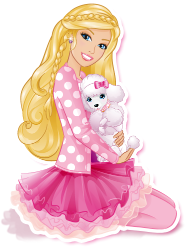 Barbie and Her Poodle - Classic Doll Illustration for Kids & Collectors
