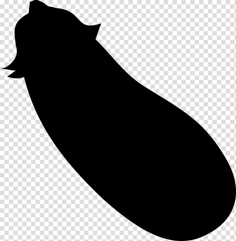 Black silhouette of an eggplant on transparent background, stylized and minimal.