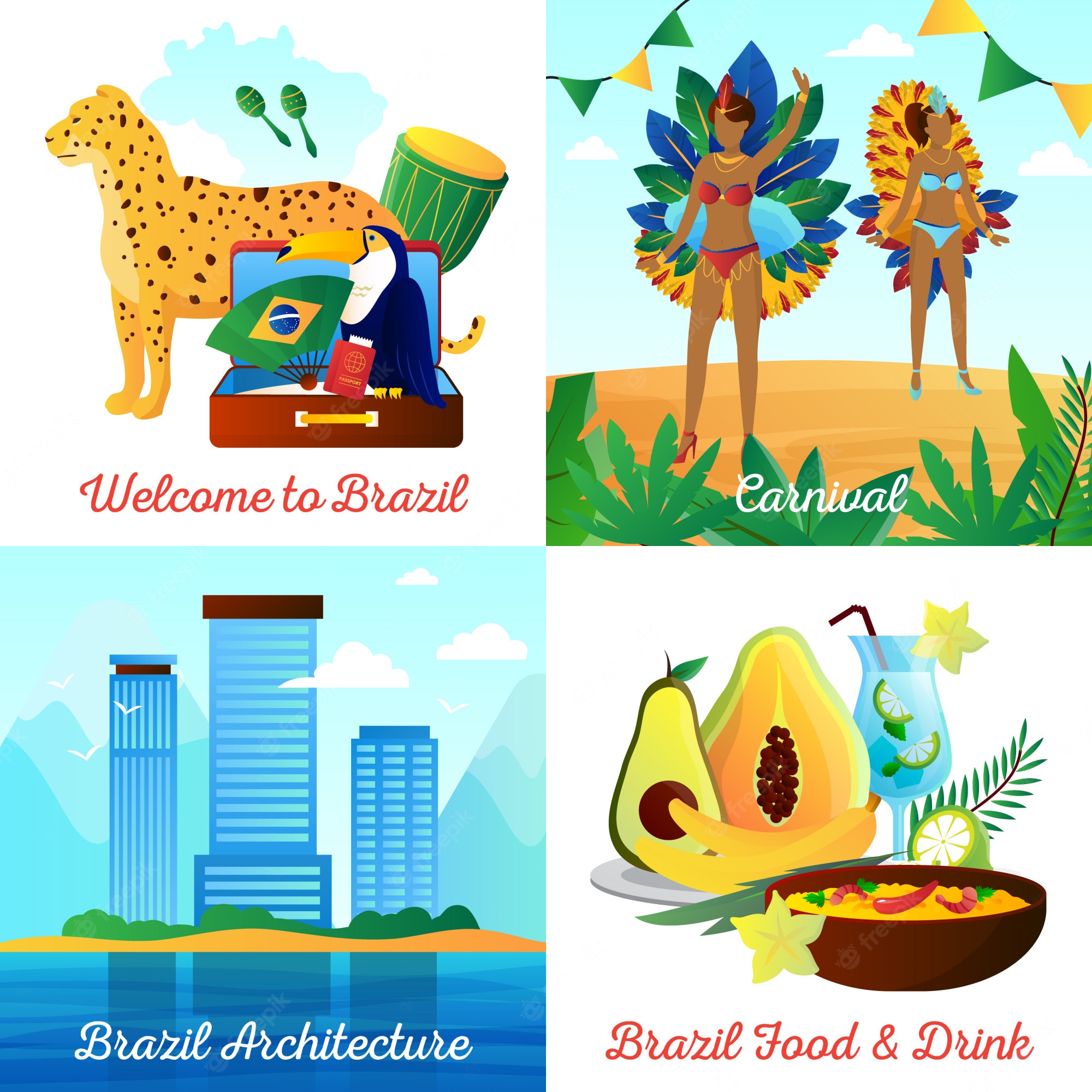 Vector Travel Poster of Brazil. Travel Poster with Brazilian - Clip Art ...