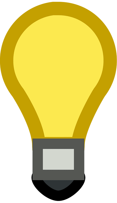 A stylized yellow light bulb with a gray base, symbolizing ideas, innovation, or illumination.