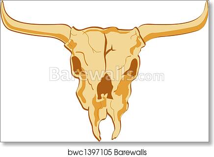 Longhorn Skull Illustration - Vintage Western Art for Decor & Design
