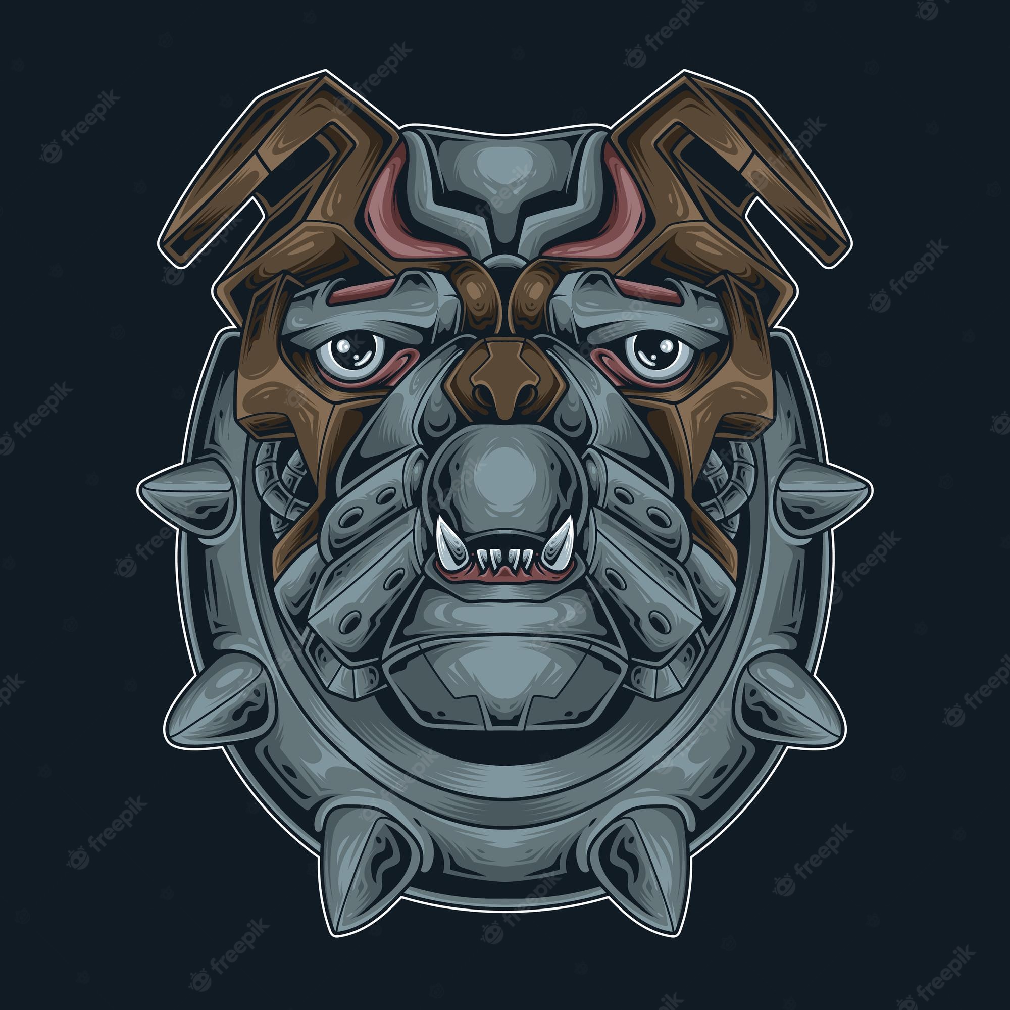 Armored Bulldog Logo - Cyberpunk Mascot Design for Gaming & Esports Brands