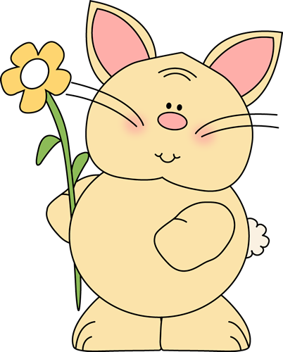 Adorable Bunny Holding Flower - Free Clipart for Spring & Easter