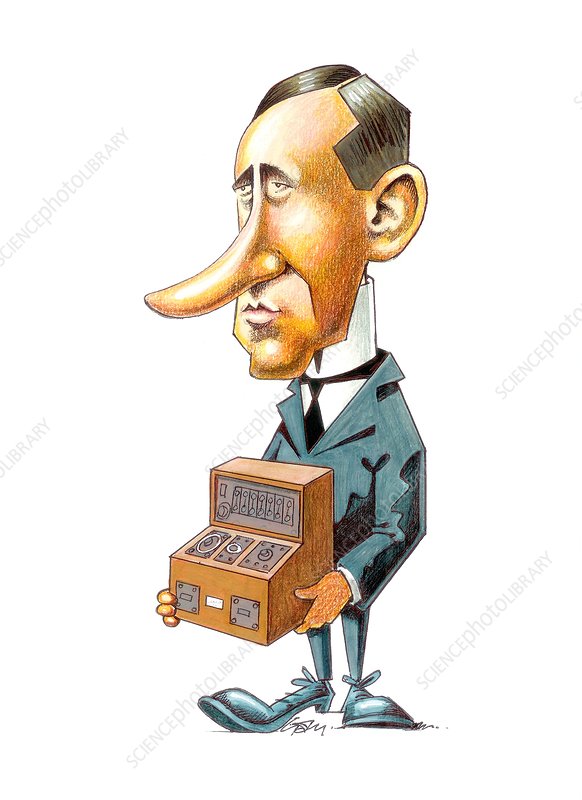 Caricature of Pinocchio-Style Spy with Surveillance Device - Historical Illustration