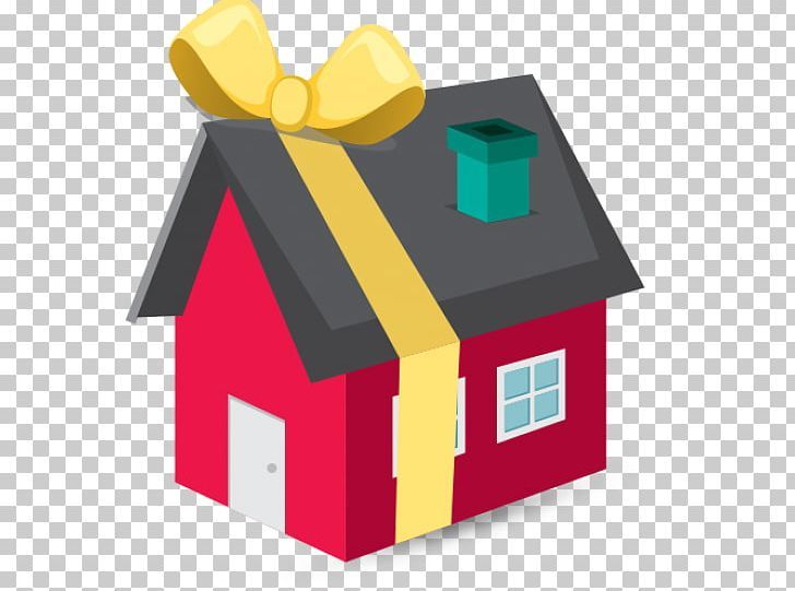 Gift-Wrapped House Illustration - Home Buying & Real Estate Concept