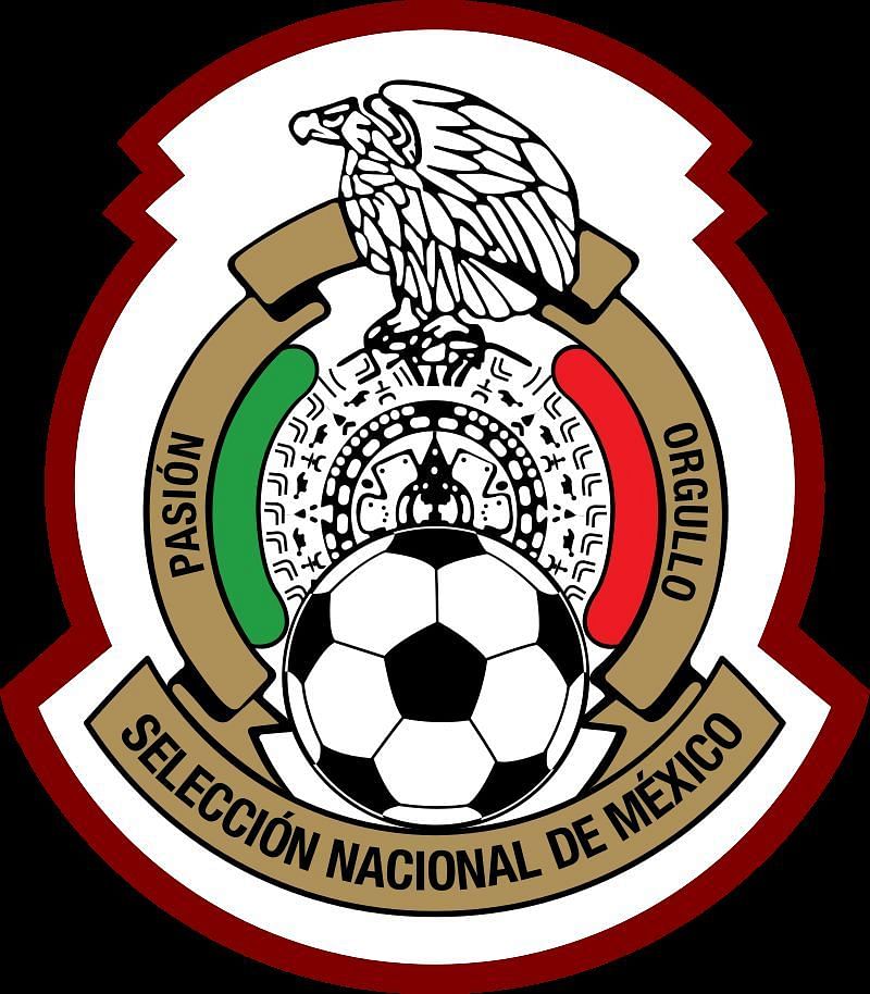 Official logo of the Mexico national football team featuring an eagle, soccer ball, and national colors with "Pasión" and "Orgullo" inscriptions.