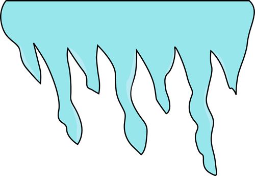Light blue cartoon-style icicles hanging from a horizontal edge against white background.