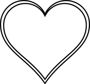 White heart outline on black background, minimalist vector-style icon.