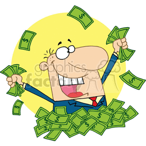 Celebrating Financial Success - Businessman with Money Illustration