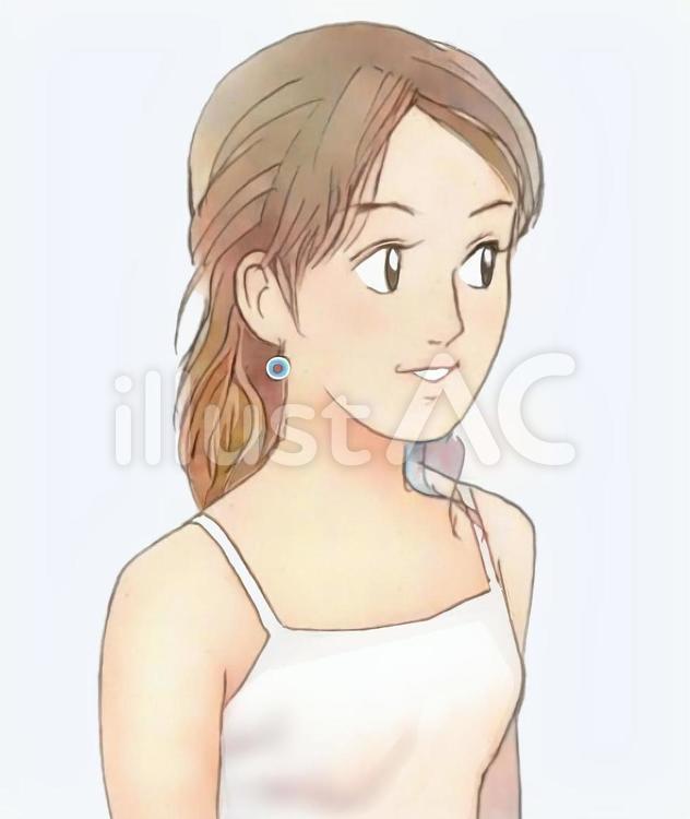 Soft Anime Girl Illustration - Gentle Expression & Minimalist Style