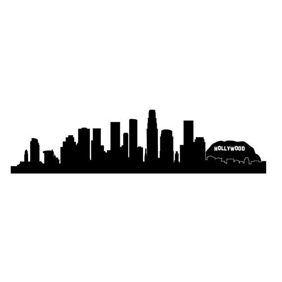 Los Angeles Skyline Silhouette with Hollywood Sign - Free Vector Graphic