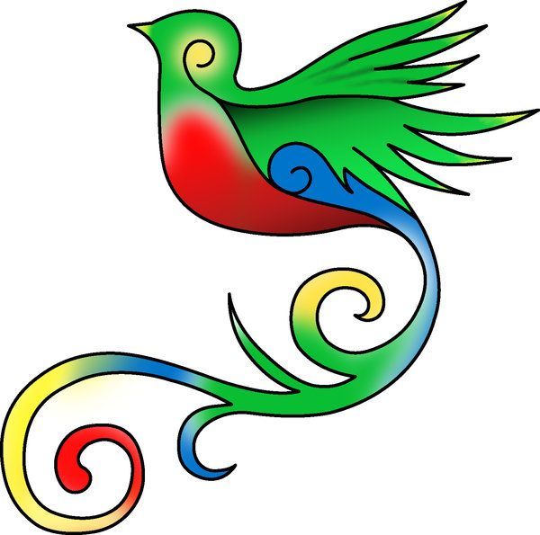 Colorful Tribal Bird Illustration - Symbolic Art for Design & Spirituality