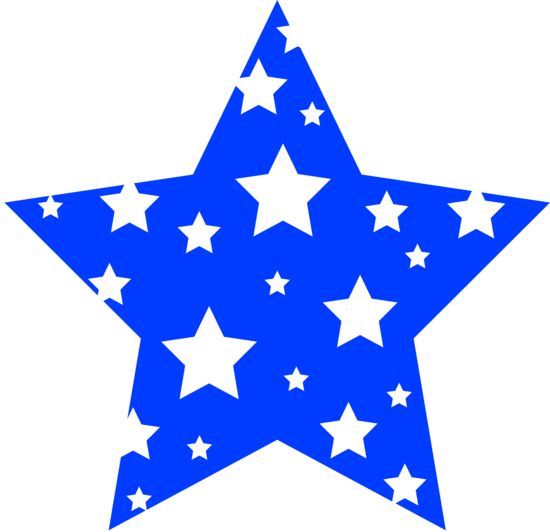 Blue star with white star pattern, festive and decorative vector graphic.