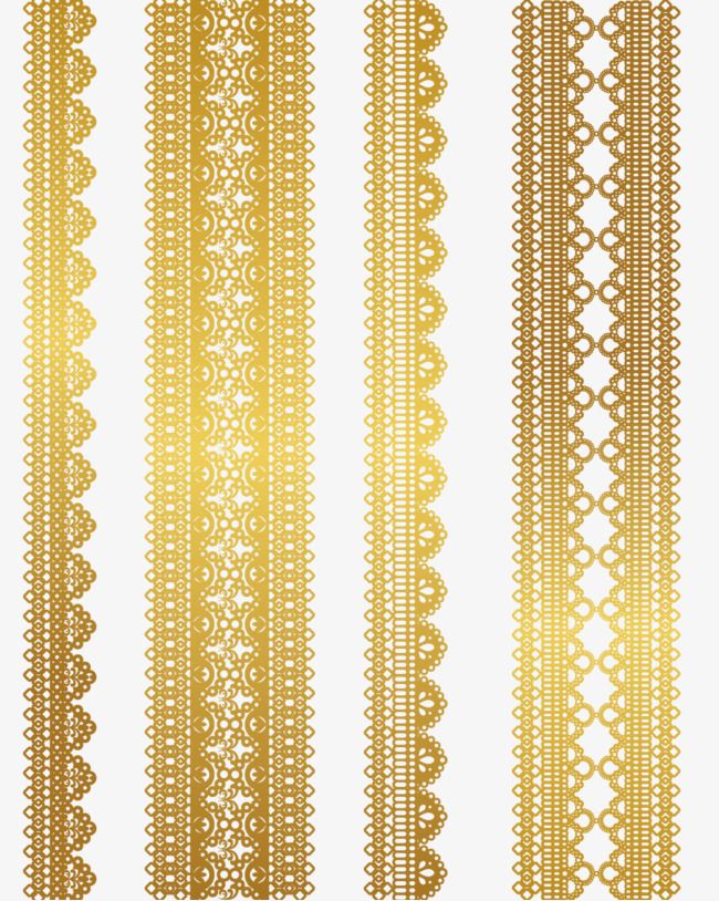 Gold Lace Border Designs - Decorative Digital Clipart for Invitations & Crafts