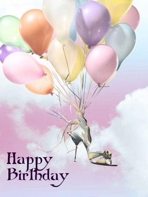 Happy Birthday Balloon Shoe Greeting Card - Festive & Elegant Celebration Design