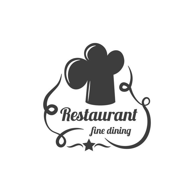 Elegant black-and-white restaurant logo featuring a chef’s hat, ornate swirls, and “Restaurant fine dining” text with a star accent.