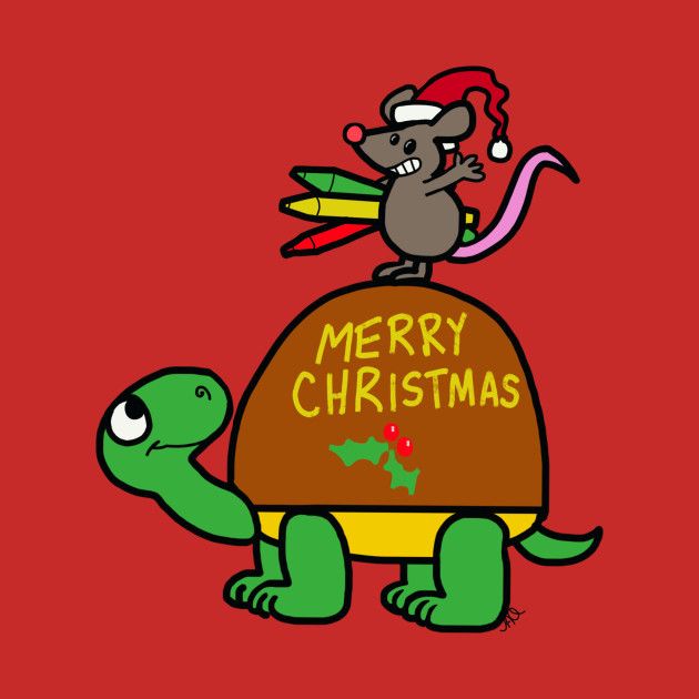 Turtle With Santa Hat Cute Turtle Christmas Tapestry - Textile by ...