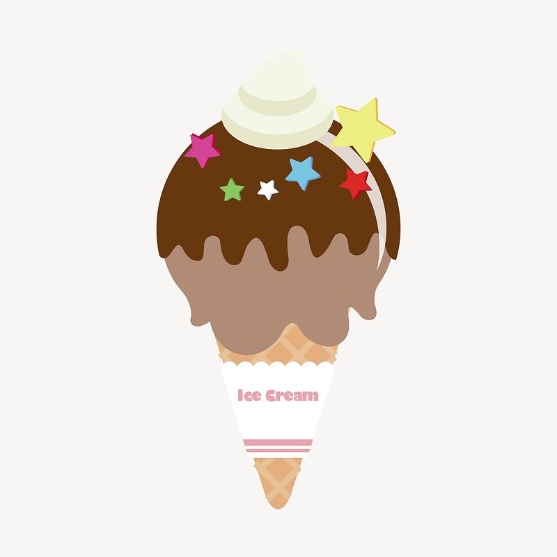 Delicious Chocolate Ice Cream Cone with Star Sprinkles | Sweet Treat Illustration