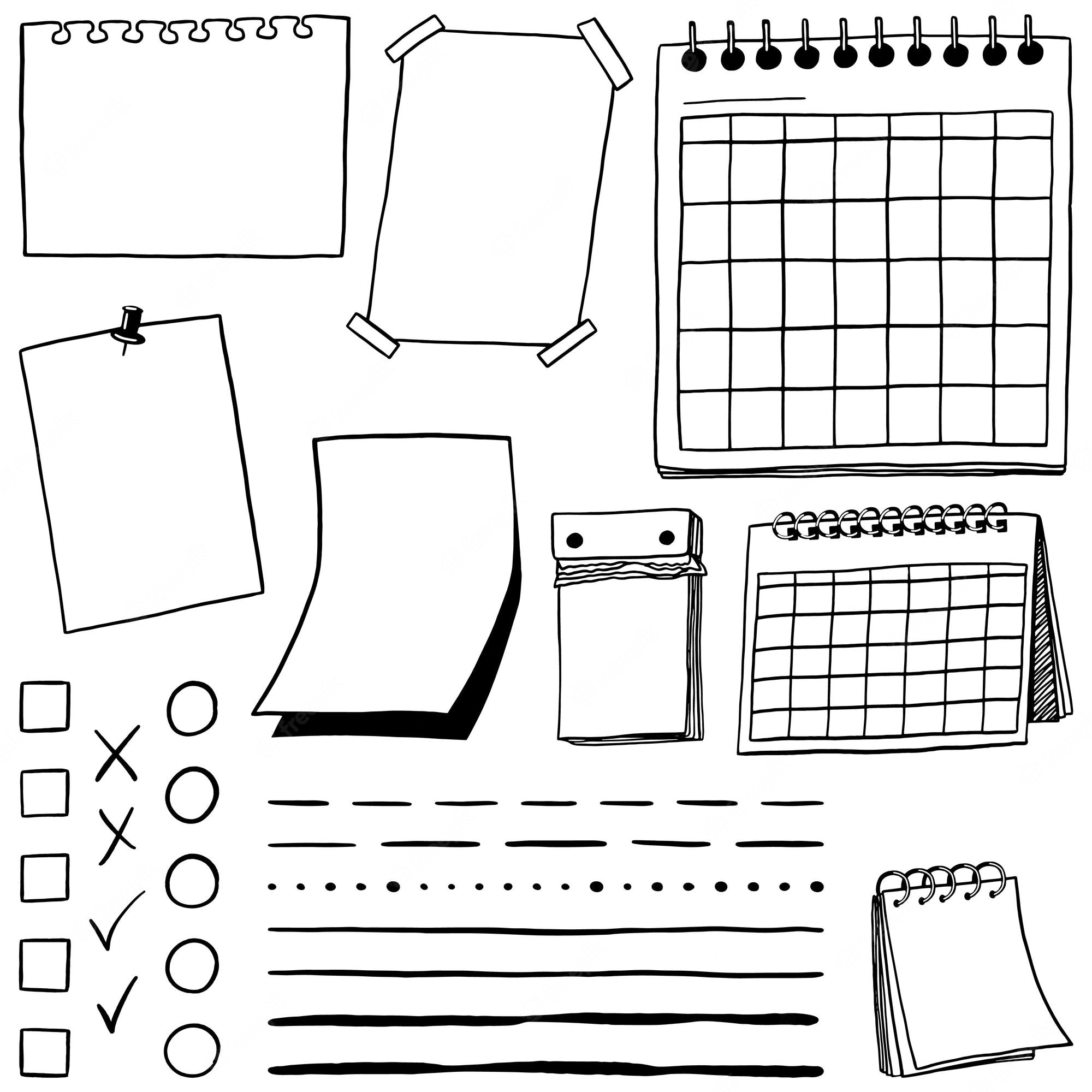 Free Hand-Drawn Planning & Organization Clipart Set