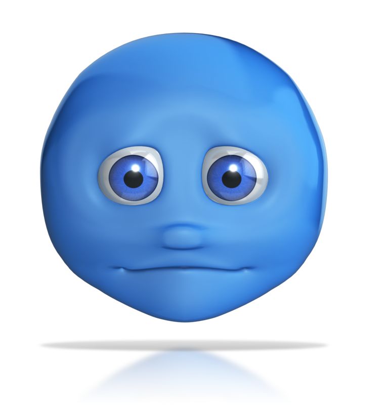 Blue 3D emoji with wide eyes and a subtle frown, expressing mild concern or uncertainty.
