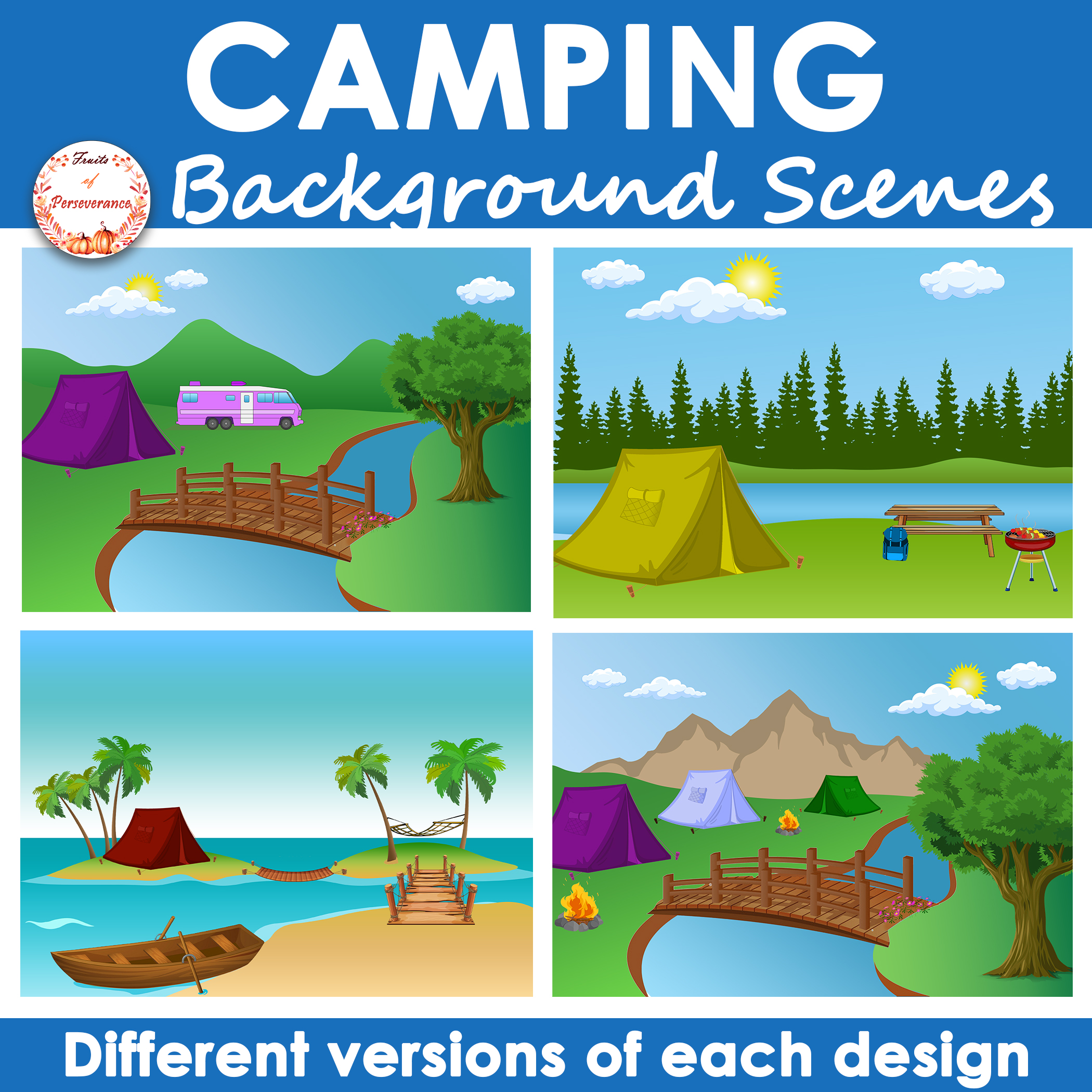 Isolated camping scene on white background illustration Stock - Clip ...